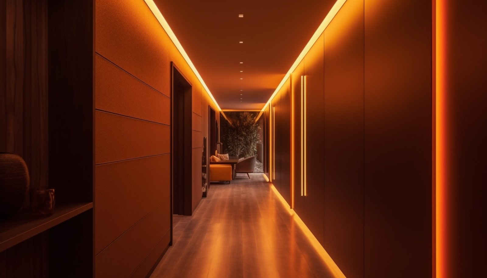 Luxury modern apartment with futuristic lighting design generated by artificial intelligence